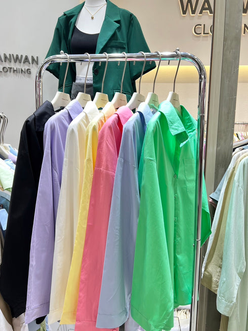 WANWAN Women Solid Color Shirts